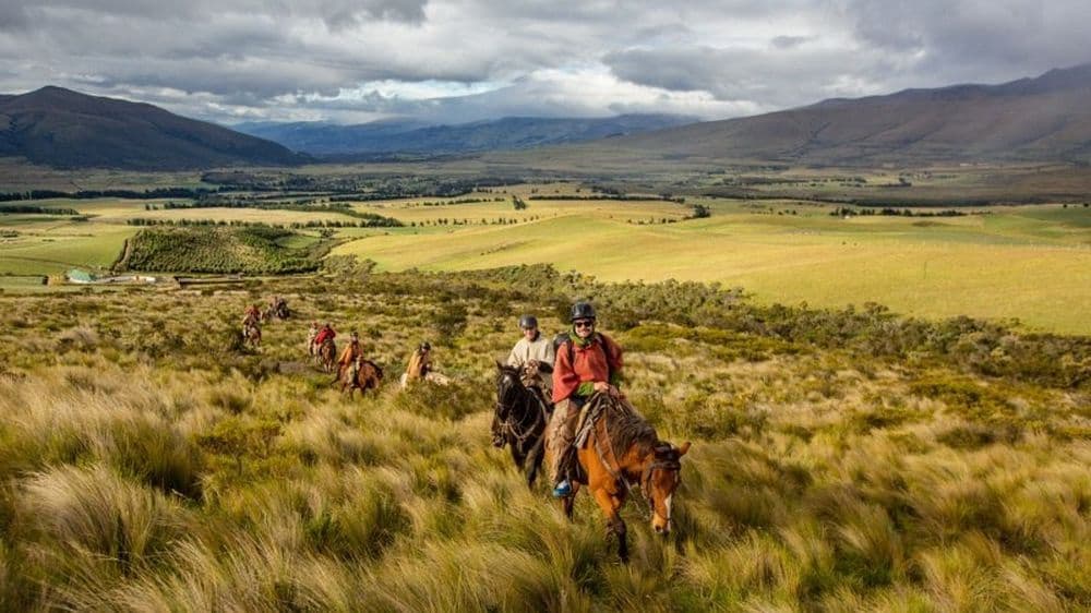 Traversée à cheval des prairies du Paramo.