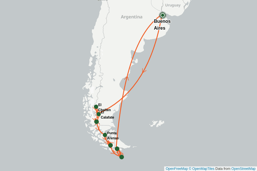 Itinerary Map image for Croisière Patagonie - Cap Horn