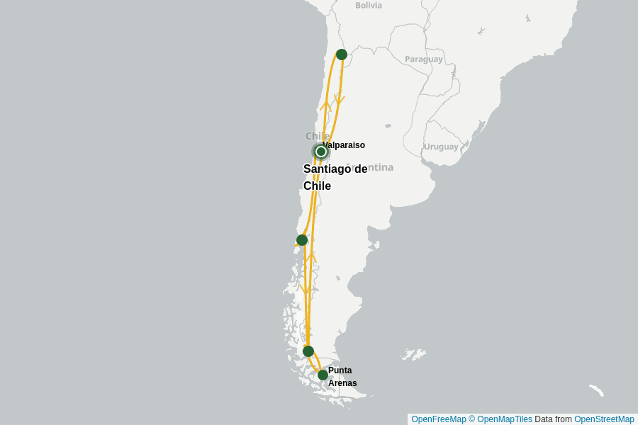 Itinerary Map image for Le Chili du nord au sud