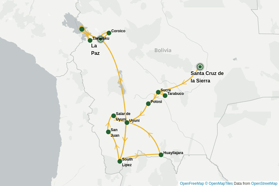 Itinerary Map image for Splendeurs de Bolivie