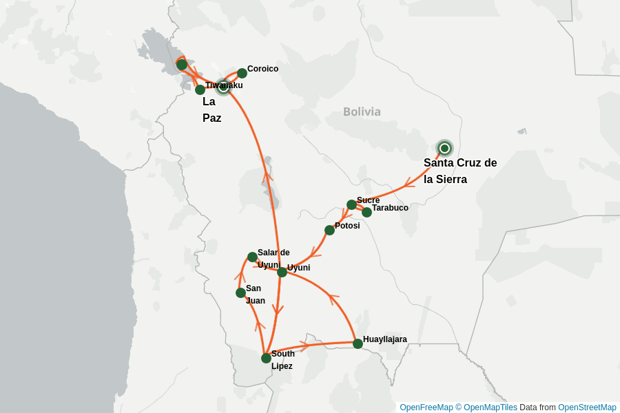 Itinerary Map image for Splendeurs de Bolivie