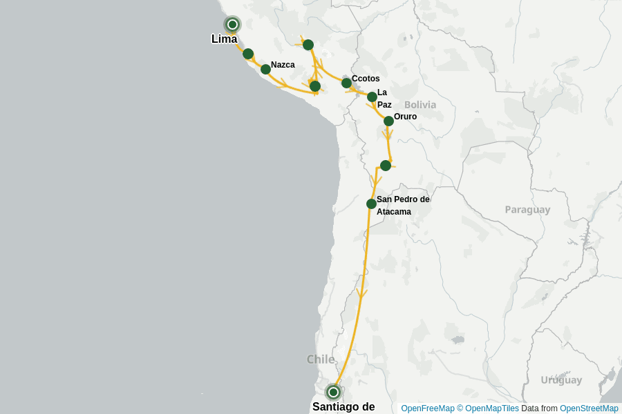 Itinerary Map image for Pérou, Bolivie, Chili : Trilogie Andine