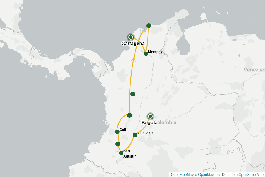 Itinerary Map image for Panorama Colombien