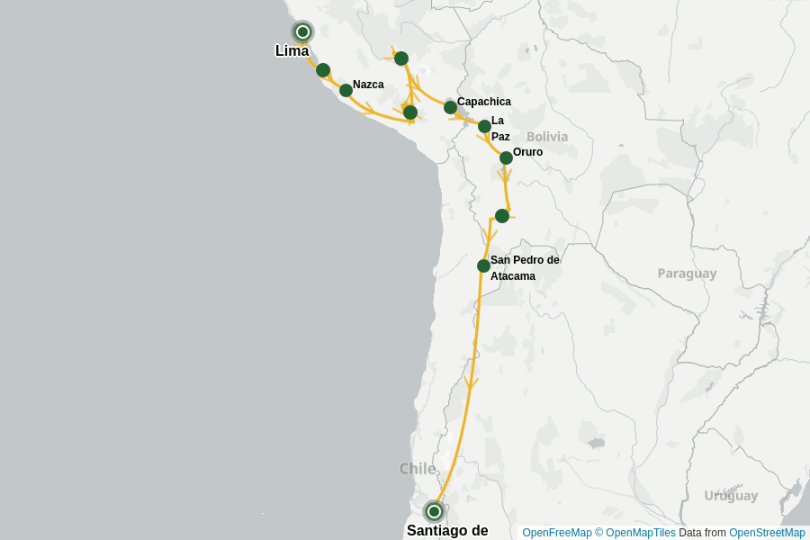 Itinerary Map image for Pérou, Bolivie, Chili : Trilogie andine