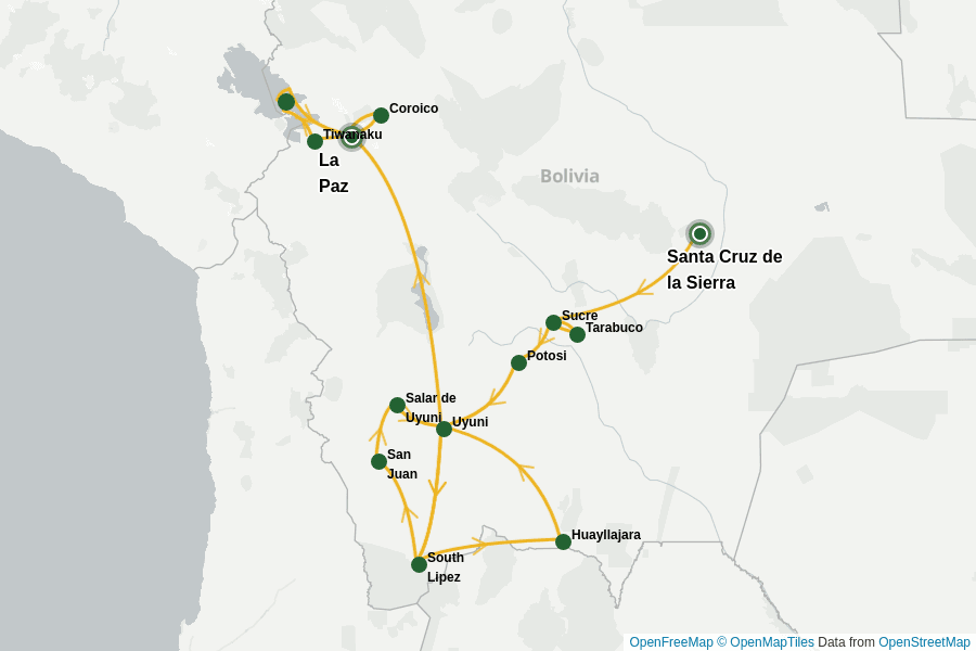 Itinerary Map image for Splendeurs de Bolivie