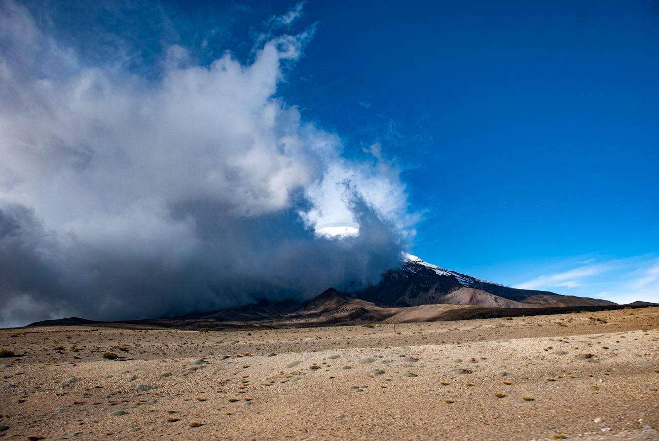 Chimborazo Volcano with clouds