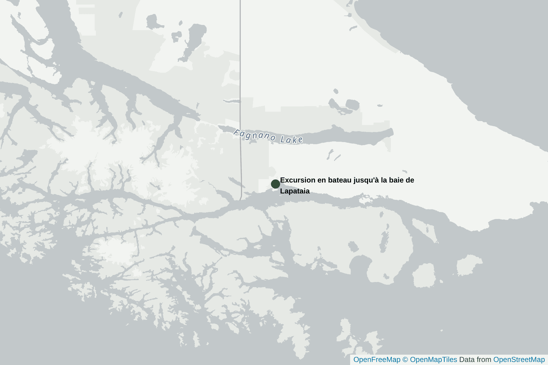 Carte de Excursion en bateau jusqu'à la baie de Lapataia